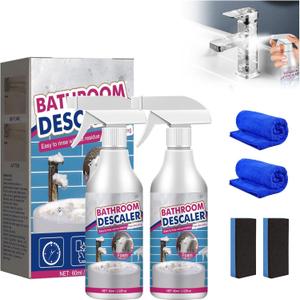 2Pcs Bathroom Descaler Cleaner Spray, Bathroom Foam Cleaner Spray, Multipurpose Bath-room Bubble Stubborn Stains Cleaner Foam Spray for Bath-room Toilet Bath Shower Glass Sink Clean