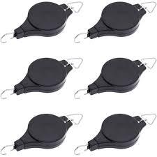 Black Plastic Round Indoor/Outdoor Plant Pulley Hanger with Adjustable Height and Easy Reach Design