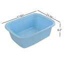 3-Pack 16 Quart Large Plastic Wash Basin, Rectangle Dish Pan, Blue
