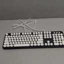 Wired Keyboard, 104 Keys Full-Sized Typewriter Keyboards, USB Plug and Play Office Keyboard with Number Pad, Caps Indicators, Foldable Stands for Windows, PC, Laptop, Desktop (Black)