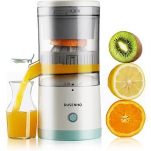 Electric Juicer Rechargeable - Citrus Machines with USB and Cleaning Brush Portable for Orange, Lemon, Grapefruit White + Green 9.4 * 4.4 * 5.4 inches
