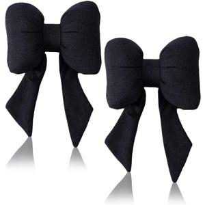 GKWW 2Pcs Bow Pillow Soft Bow Throw Pillow Cute Bowknot Plush Pillow Bow Aesthetic Home Decor Stuffed Bow Lumbar Pillow for Bed Couch Living Room Decor (Black)