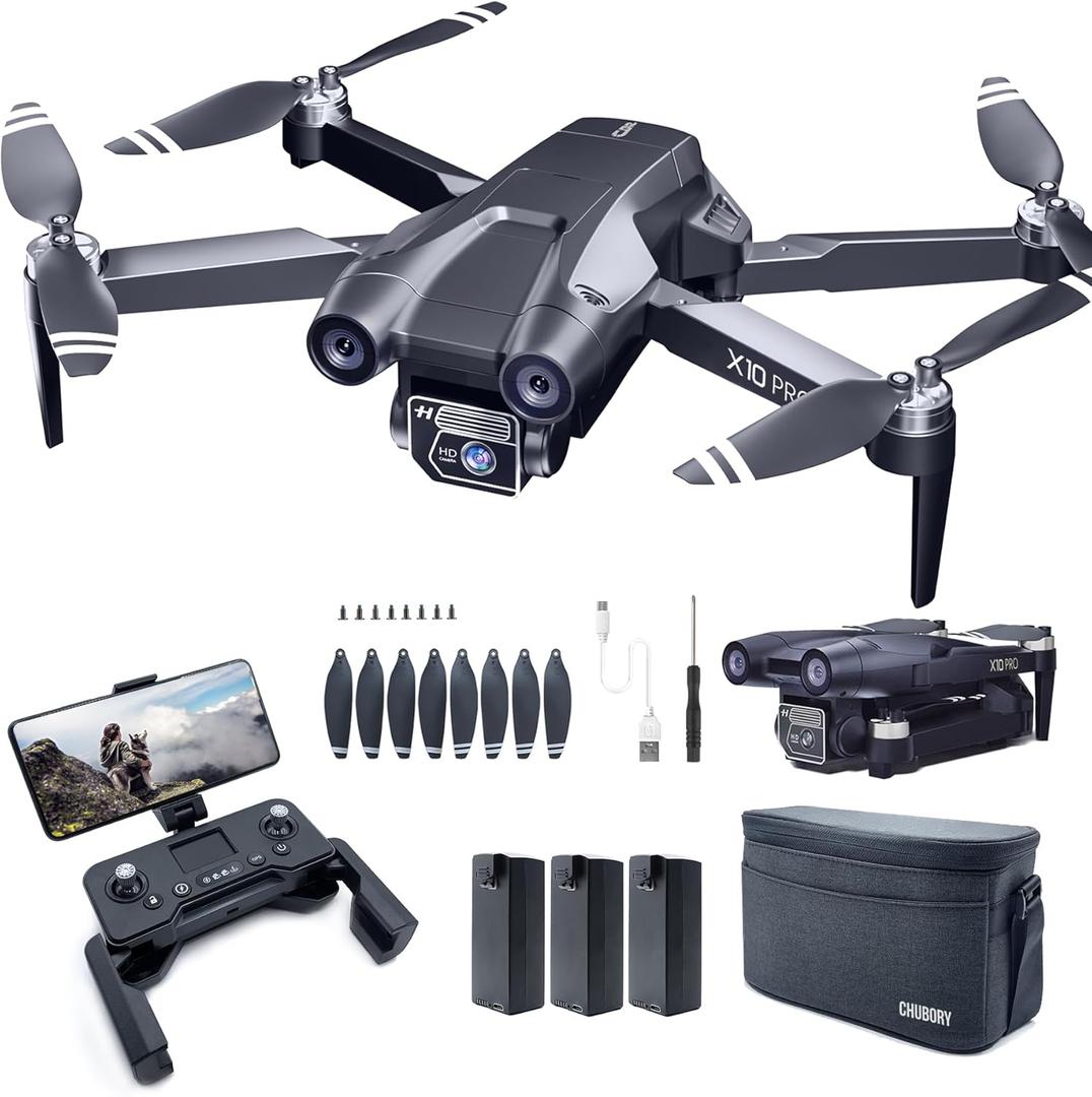CHUBORY X10 PRO GPS Drone with Camera for Adults 4K UHD, 90 Min Long Flight Time,3280 FT Long Control Range, Auto Return, Follow Me, Brushless Motor, 5G FPV RC Quadcopter for Beginners(<0.55bl)