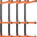 4 Pack Lumber Rack Wall Mount, Heavy Duty Wood Storage Racks, 6-Level System Organizer Shelving, 720 LBS Capacity Hanging Garage Shelves, Orange Brackets Utility Metal Shelf for Indoor and Outdoor