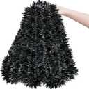 33ft Black Christmas Tinsel Garland,Xmas Metallic Twisted Hanging Garland for Chistmas Tree Fireplace Mantle Home Decoration