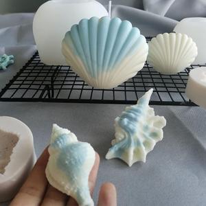 4 Pack Silicone Conch Resin Sea Shell Mold For Candles and Soap - Candle Making Mold (cube-shell-four)