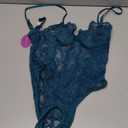Avidlove Sexy Lingerie for Women Lace Teddy Bodysuit Deep V Cut Out Babydoll One Piece lingerie (Medium, Blue Green)