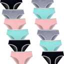 Teen Girls Underwear for 12 Pack Cotton Briefs (L, Multicolor)