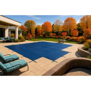 WaterWarden Pool Safety Cover for 16' x 32' Inground Pool With 2' Right Offset 4'x8' Step, UL Classified to ASTM F1346, Triple Stitched for Max Strength, Hardware Included, Blue Mesh