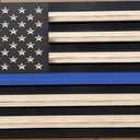 RyMar Custom Creations Medium black and white Rustic American Flag Challenge Coin Display Thin Blue Line