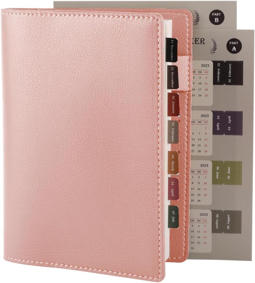 Planner Cover for A6, Soft Travelers Notebook Faux Leather Cover for Notebook,(4.1"x5.8"),Pink (pink, A6)