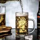 Encheng Glass Beer Stein Mugs Jumbo Mugs,German Beer Mug With Handle 1.2Liter,Big Freezable Glass Mug 40oz,Extra Large German Beer Glasses BPA Free,Dishwasher Safe 2 Pack