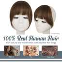 BARSDAR Medium Brown Human Hair Bangs Clip in - 100% Real Human Hair Clip in Bangs for Women - Medium Brown French Bang Extensions Natura Fringe with Temples Hairpieces