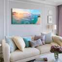 XXMWallArt FC3962 Tropical Beach Wall Art Blue Sea Sunset Natural Scenery Picture Print On Canvas Seascape Canvas Print Artwork for Living Room Bedroom Kitchen Home and Office Wall Decor, 48"L x 24"W