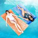 SLOOSH Inflatable Pool Floats Raft,Floating Lounge for Adults,64x32 inch Swimming Mat Pool Mattress with Headrest,1 Pieces Float Air Mat for Summer Water Beach Fun