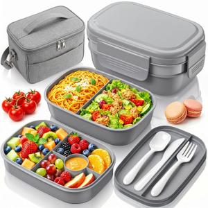 Bento Box Adult with Insulated Lunch Bag - 3 Stackable Leak-Proof Lunch Box