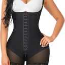 YIANNA Fajas Colombianas Shapewear for Women Tummy Control Post Surgery Compression Garment with Zipper Crotch (Small, Black)