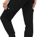 MoFiz Women's Lightweight Hiking Cargo Pants Outdoor Quick Dry Casual Travel Sweatpants Joggers Elastic Waist Button Pockets (Black, M)
