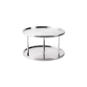 Estilo Stainless Steel 2-Tier Spice Rack Lazy Susan Organizer | 360-Degree Racks for Inside Cabinets | Rotating/Spinning Storage | Food, Kitchen, Pantry, Medicine