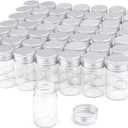 50 Pack,20ml Clear Glass Essential Oil Bottle,Empty Refillable Travel Glass Liquid Sample Vial Decorations Preservation Storage Vials Test Jars Container with Aluminum Lids-1.18" W x 2" H