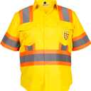 Premium Class 3 High Visibility Hi Vis Safety Shirt - Half Sleeve - 65% C35% N - 6 oz (X-Large, Yellow)