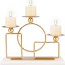 Gold Candle Holders for Pillar Candles with Marble Base 3 Arms Metal Candelabra Candle Holders Gold Home Decoration Elegant Candle Stand for Table Centerpieces,Fireplace,Anniversary