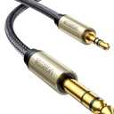 UGREEN 1/8 to 1/4 Stereo Cable 3.5mm TRS to 6.35mm Audio Cable Guitar to Aux Male Cord with Zinc Alloy Housing and Nylon Braid for Guitar, Laptop, Home Theater Devices, Speaker and Amplifiers 6.6FT