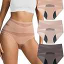 Kvitko Women Period Underwear High Waisted Tummy Control Panties with Cross-Front Design Breathable Briefs Full Coverage XL