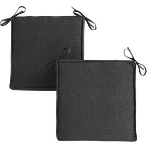 Greendale Home Fashions Outdoor 18-inch Square Reversible Seat Cushion with Ties, 2-Pack, Graphite 2 Count