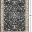 Black Boho Rug for Living Room 9x12 - Washable Dining Room Rugs for Under Table, Vintage Soft Low Pile Carpet for Bedroom, Non-Slip Farmhouse Bohemian Large Tumble Rug for High Traffic Area