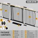Fairy Baby Extra Wide Baby Gate Black 62-67 Inch Wide, Walk Through Pressure Mounted No Drill for Doorways, Long and Large Tension Gate for Pet and Kids