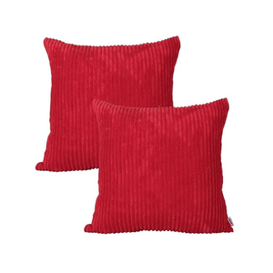 Queenie® - 2 Pcs Solid Color Corduroy Decorative Pillowcase Cushion Cover for Sofa Throw Pillow Case (24" x 24", Red) Queenie® - 2 Pcs Solid Color Corduroy Decorative Pillowcase Cushion Cover for Sofa Throw Pillow Case (24" x 24", Red)