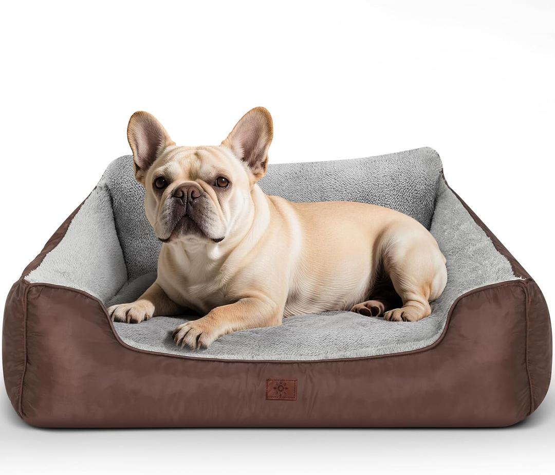 Medium Dog Beds, Calming Anti-Anxiety Pet Bed for Small Dogs, Dog Beds for Small and Medium Pets with Non-Slip Bottom, 28x20x7, Brown