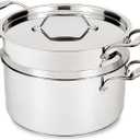 All-Clad Stockpot 8 qt Stainless Steel Multipot With Insert & Lid, Stainless Steel Pot, Induction, Oven Broiler Safe 600F Skillet, Professional Cookware, Silver, 8-quart, 2 Pc