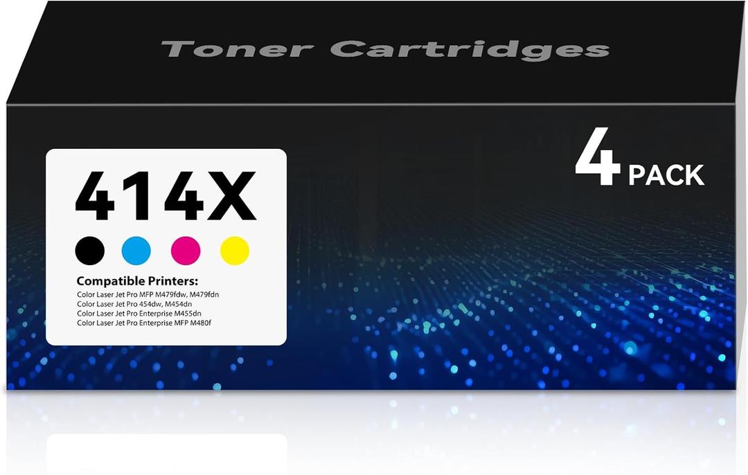 414X Toner Cartridges Color Laser Jet Pro MFP M479fdw M454dw Compatible for HP 414A 414X Toner Cartridge Work for Pro M479fdw M454dw M479fdn M454dn Enterprise M480f M455dn Printer 4 Pack(1BK+1C+1M+1Y)