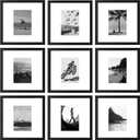 eletecpro 12x12 Picture Frames Set of 9 with 12x12 inches Mat, No Opening Free Size Mat for Multi-size Photos, Square Gallery Wall Decor, Black Collage Frame Set for Wall Hanging