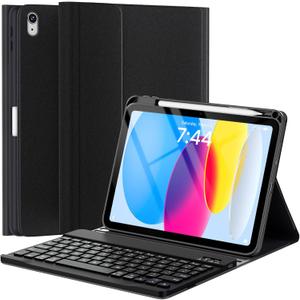 OYEEICE Keyboard Case for iPad (A16) 11th/10th Gen 2025/2022, Wireless Detachable Keyboard for iPad 10.9" with Pen Holder- Black