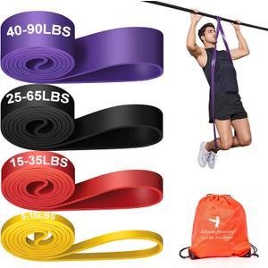 Pull Up Assistance Bands Set 5 LBS - 90 LBS, Long Resistance Bands for Pull Ups Working Out, Gym Workout Bands for Men Exercise Muscle Training and Shape Body - Carry Bag Included