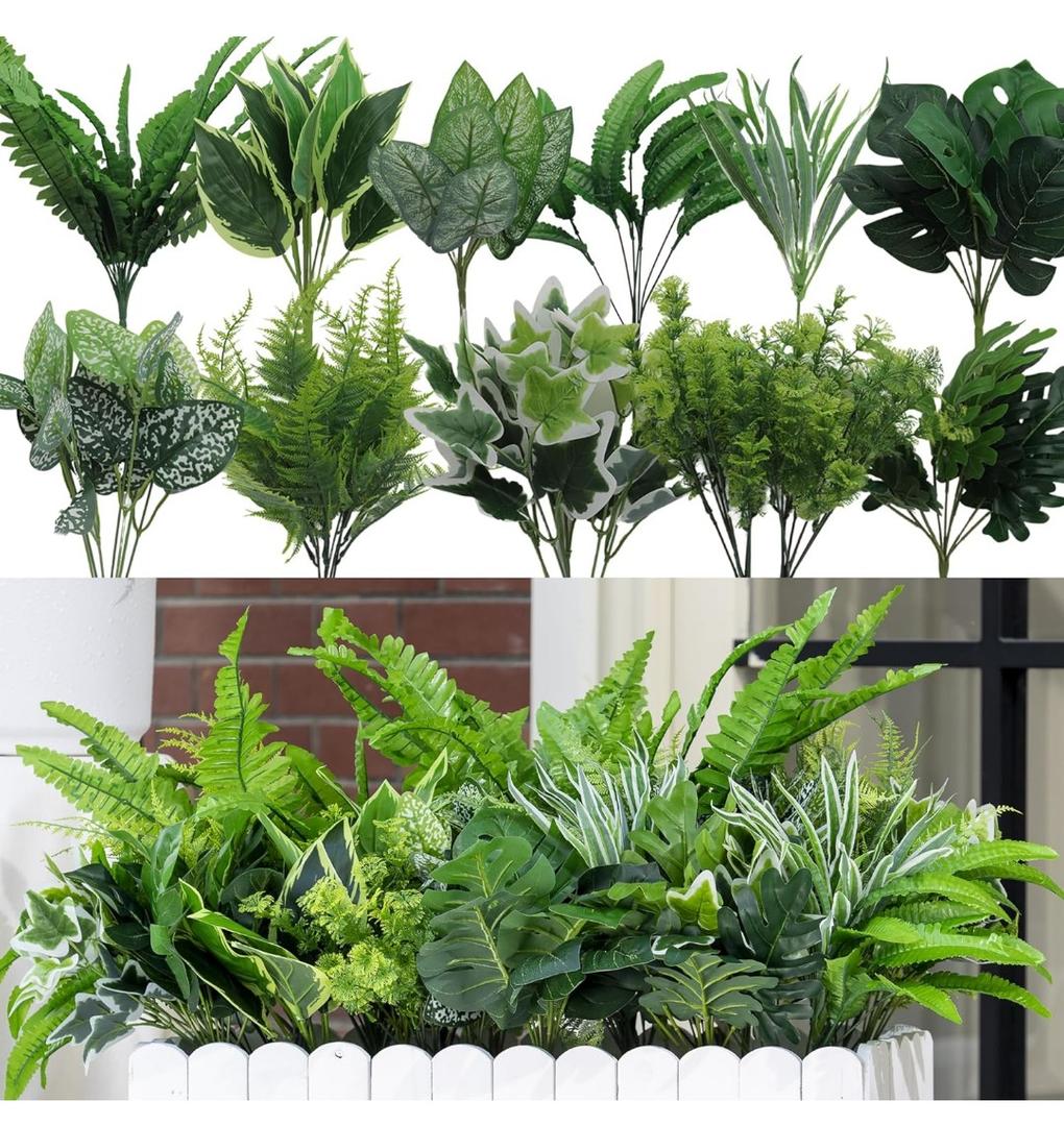 Green Moon Only10PCS Artificial Plants Outdoor, Faux Fern and Greenery Stems
UV Resistant Faux Outdoor plants, Fake Shrubs Plants for Patio Garden, Front Porch, Window Box, Spring Summer Home Decor
50+ bought in past month