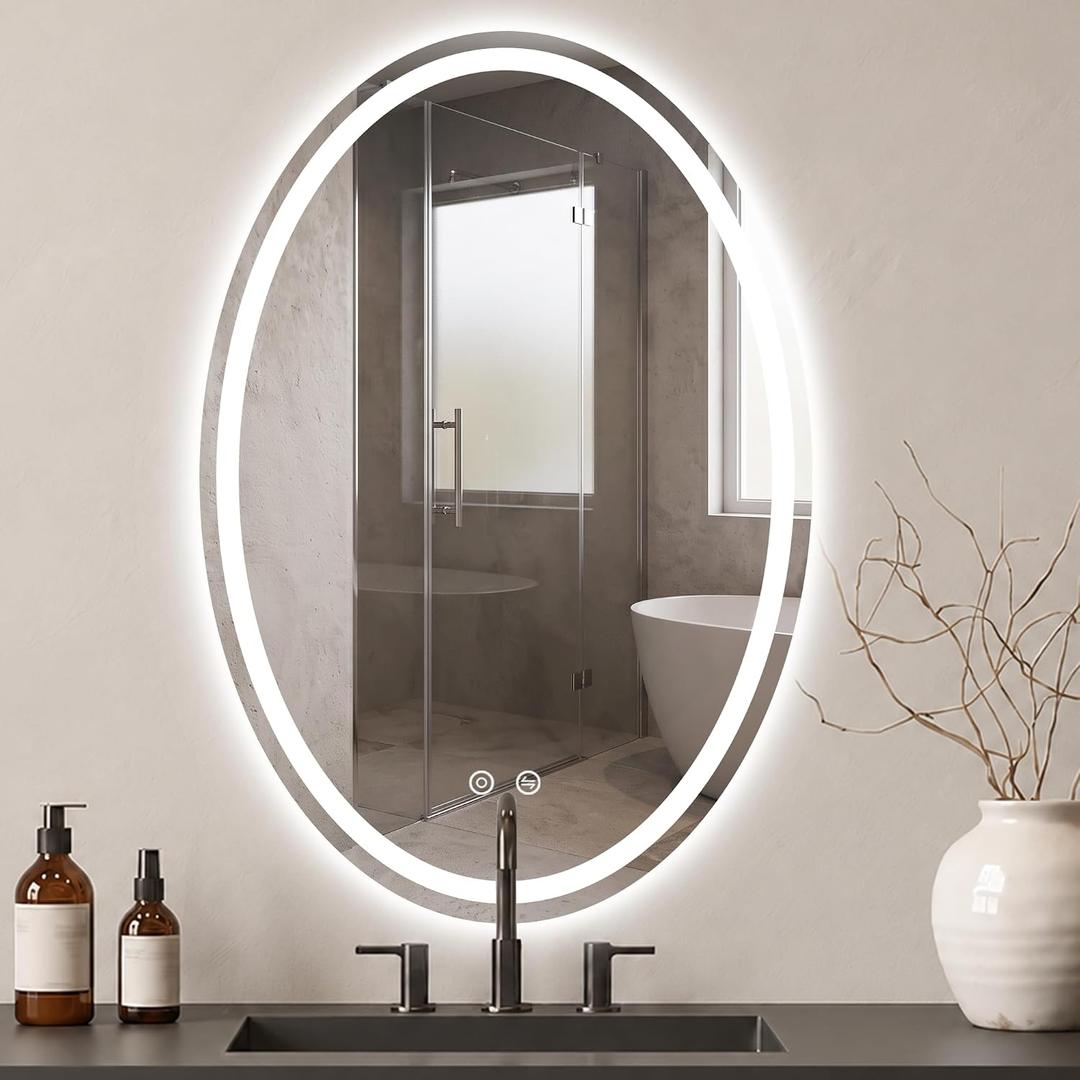 Oval LED Bathroom Mirror with Lights, 32x22 Vanity Mirror