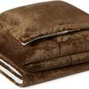 Amazon Basics Reversible Sherpa Comforter Set with Pillow Sham, Brown, Twin/Twin XL