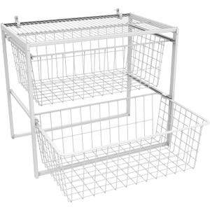 ClosetMaid Wire Basket 2 Drawer Organizer Unit with Shelf for Pantry, Closet, Clothes, Linens, Sturdy Steel, Easy Assembly, White
