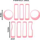 Grille Grill Inserts & Headlight Cover for 2018-2022 Jeep Wrangler JL Sport & Sport S ONLY (Pink)