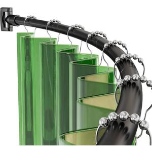 AmazerBath Arched Curved Shower Curtain Rod, 20-79 Inches Heavy Duty Shower Rod Rust Proof Bathroom Curtain Rod, Adjustable Telescoping Design Easy Segmented Installation, Need to Drill, Black
