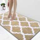 OLANLY Bathroom Rugs 47x24, Soft and Absorbent Microfiber Bath Rugs, Non-Slip Shaggy Shower Carpet, Machine Wash Dry, Bath Mats for Bathroom Floor, Tub and Shower, Beige