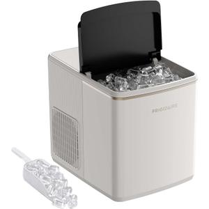 Frigidaire, Countertop Ice Maker, 26 lbs per Day Fast Bullet Ice Making Machine with Touch Display, 9 Pieces in 715 Minutes, Portable Ice Machine for Home Kitchen, Office & RV, Pearl