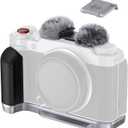 SMALLRIG X-M5 Handgrip L-Shape Grip for FUJIFILM X-M5, Built-in Quick Release Plate for Arca, Lightweight Silicone Side Handle, Includes Windshield with Cold Shoe Adapter (Sliver) - 4875