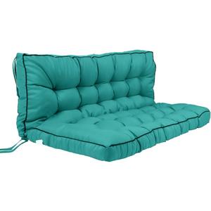 Outside Benches Cushion with Backrest, Thicken Waterproof Swing Cushions 2/3 Seater Replacement, Porch Swing Cushions Outdoor (Lake Blue, 70"x40")