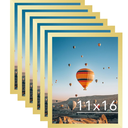 11x16 Gold Picture Frame Set of 6, Horizontal and Vertical Formats for Wall Hanging, 11 x 16 Wall Gallery Poster Photo Frames with Durable Shatter Resistant Plexiglass, 6 Pack, Gold