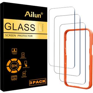 Ailun 3 Pack Screen Protector for iPhone 16 Pro Max [6.9 inch] with Installation Frame, Tempered Glass, Sensor Protection, Dynamic Island Compatible, Case Friendly